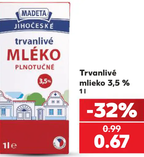 Trvanlivé mlieko plnotučné 3,5 %