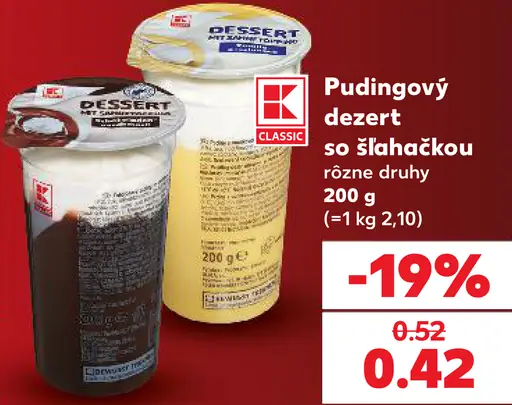 K-Classic pudingový dezert so šľahačkou