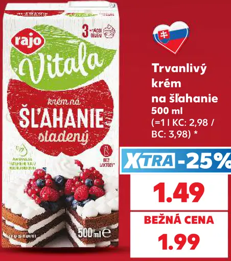 Rajo Vitala Trvanlivý krém na šľahanie