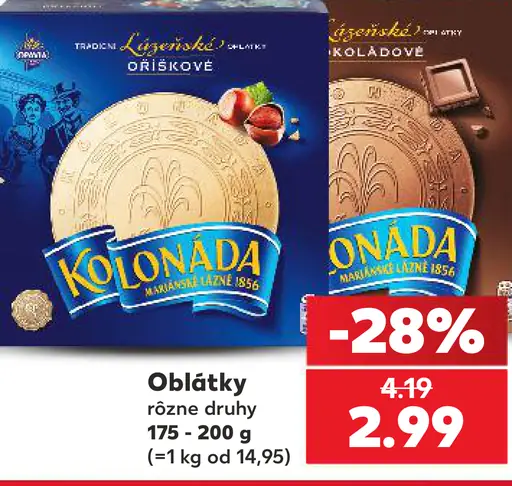 Kolonada Oblátky rôzne druhy