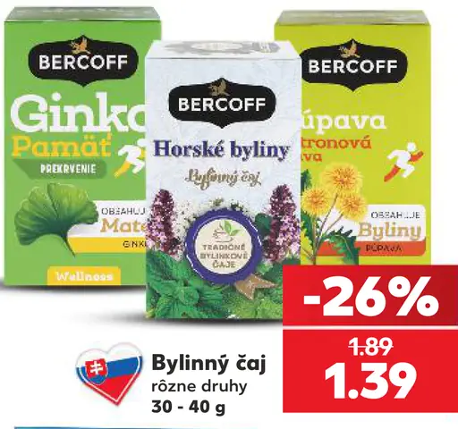 Bercoff bylinný čaj – Ginkgo Pamäť, Horské byliny, Citrónová tráva