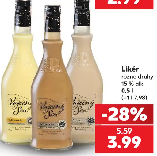 Vaječný sen likér – rôzne druhy, 15 % alkoholu