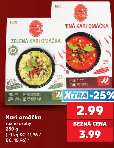 J-Lek Kari omáčka, rôzne druhy