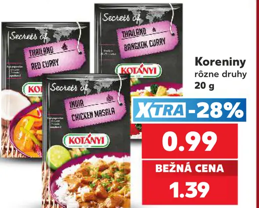 Kotányi Koreniny, rôzne druhy