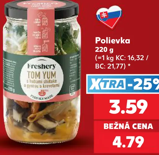 Freshery Tom Yum polievka s hubami shiitake a kokosovým mliekom