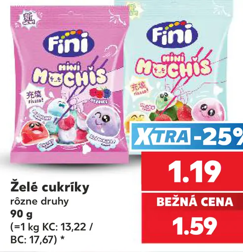 Fini želé cukríky Mini Mochis, rôzne druhy