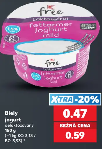 Free biely bezlaktózový jogurt