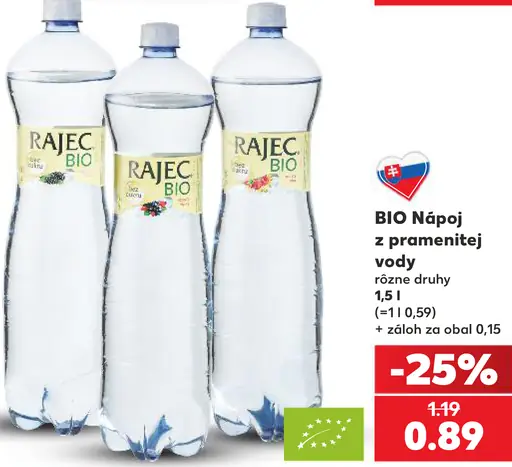 Rajec BIO nápoj z pramenitej vody