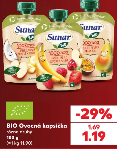 Sunar BIO ovocná kapsička, rôzne druhy