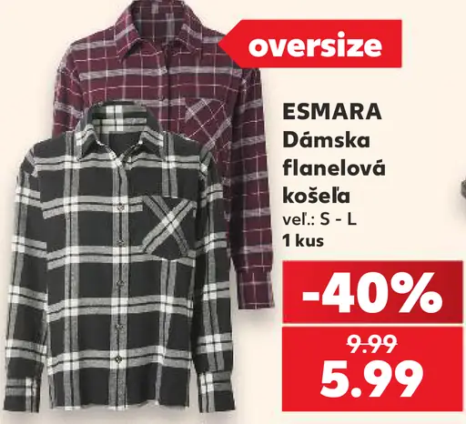 ESMARA dámska flanelová košeľa oversize