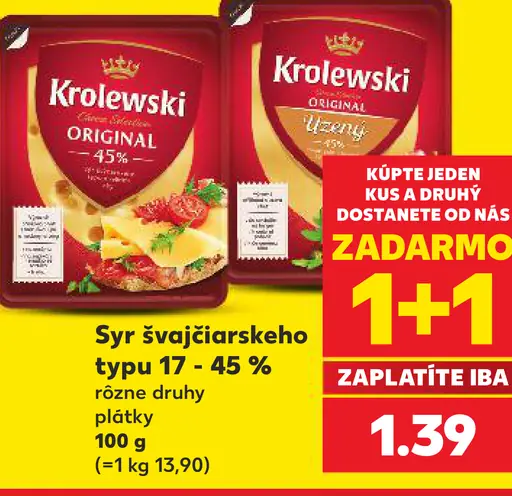 Syr švajčiarskeho typu, plátky, rôzne druhy