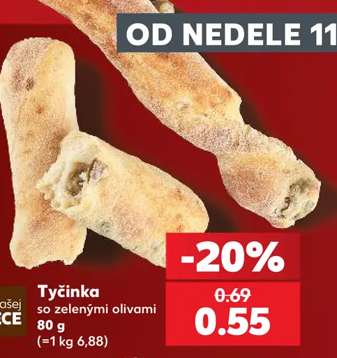 Tyčinka so zelenými olivami