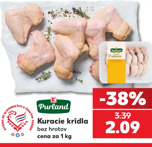 Purland kuracie krídla bez hrotov