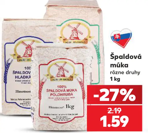 Špaldová múka, rôzne druhy