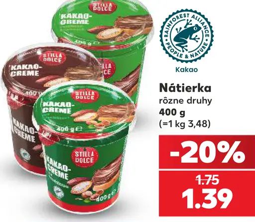 Stilla kakaová nátierka, rôzne druhy