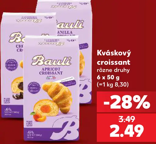 Bavli kváskový croissant, rôzne druhy