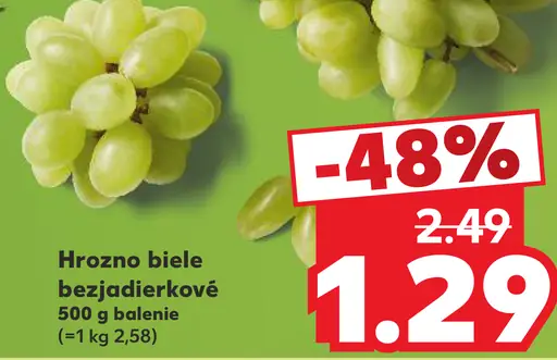 Hrozno biele bezjadierkové