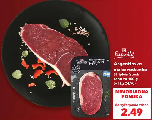 Favourites Argentínska nízka roštenka Striploin steak