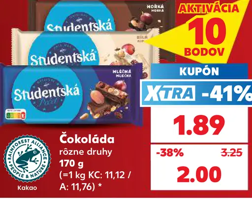 Studentská pečať čokoláda rôzne druhy
