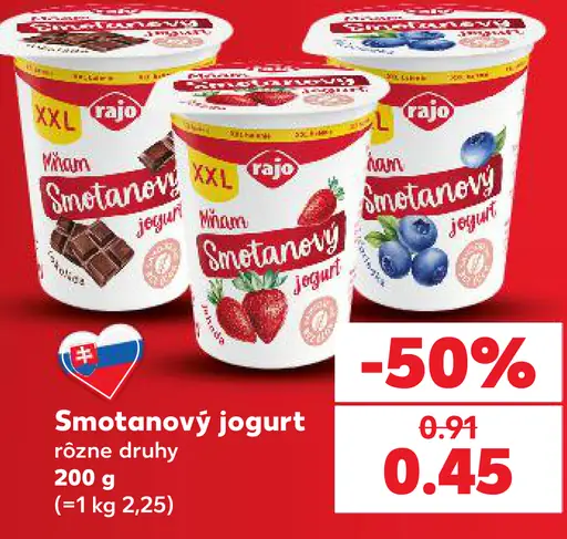 Rajo Mňam smotanový jogurt rôzne druhy