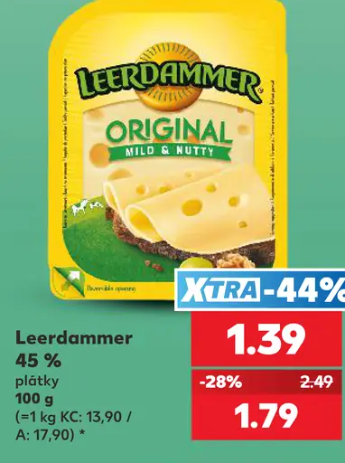 Leerdammer Original Mild & Nutty 45 %, plátky