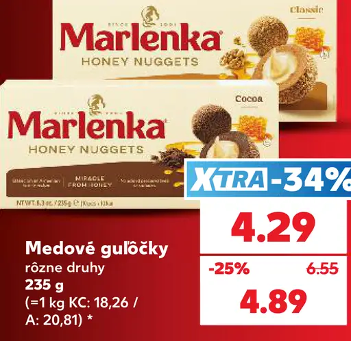 Marlenka Medové guľôčky rôzne druhy
