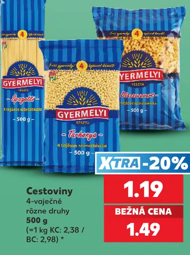 Gyermelyi 4-vaječné cestoviny rôzne druhy