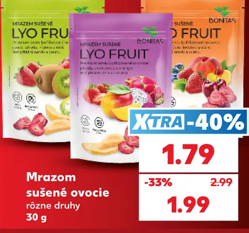 Bonavita mrazené ovocie, rôzne druhy