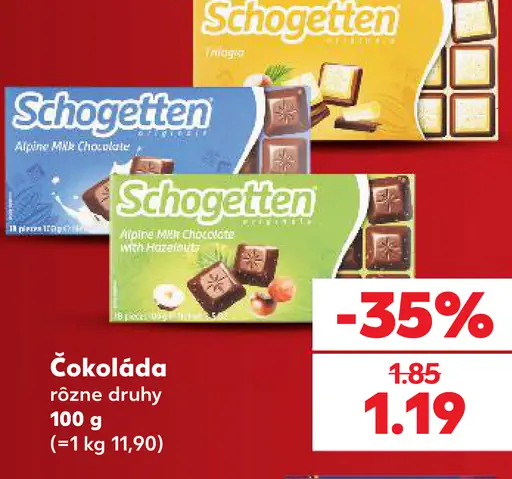 Schogetten čokoláda rôzne druhy