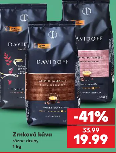 Davidoff zrnková káva, rôzne druhy