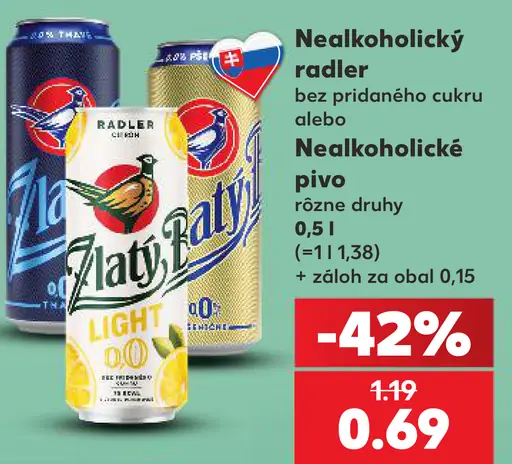 Nealkoholické pivo rôzne druhy plechovka