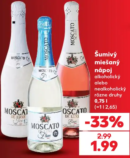 Moscato šumivý miešaný nápoj rôzne druhy