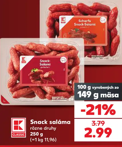 Snack saláma rôzne druhy