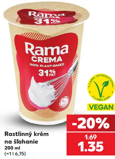 Rama Crema rastlinný krém na šľahanie 31 %