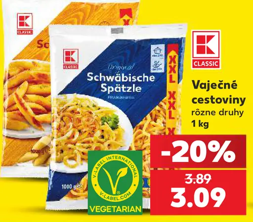 K-Classic vaječné cestoviny rôzne druhy