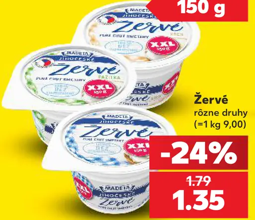 Madeta Žervé, rôzne druhy