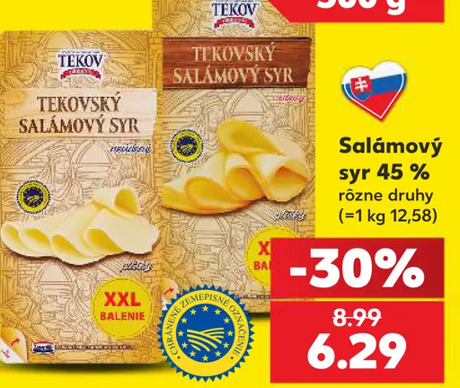 Tekov salámový syr 45 % rôzne druhy