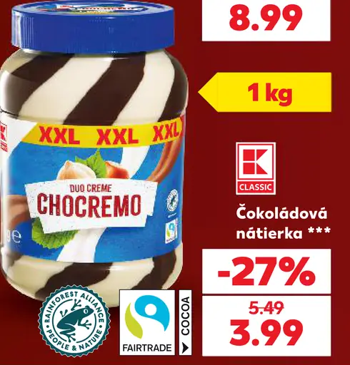 K-Classic čokoládová nátierka – rôzne druhy