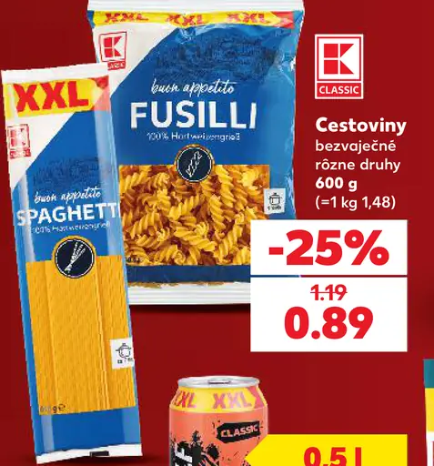 K-Classic bezvaječné cestoviny rôzne druhy
