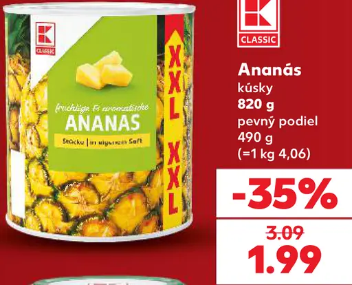 K-Classic ananás kúsky v náleve