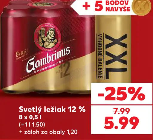 Gambrinus svetlý ležiak 12 % plechovka