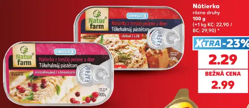 Natur farm nátierka z tresčej pečene a ikier – tŕoheľmaj paštétom, vŕosátoľavá / s brusnicami, chilli / s čili