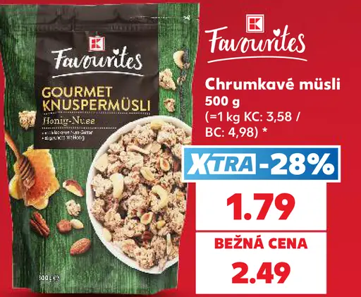 Favourites chrumkavé müsli Gourmet Knuspermüsli Honig-Nüsse