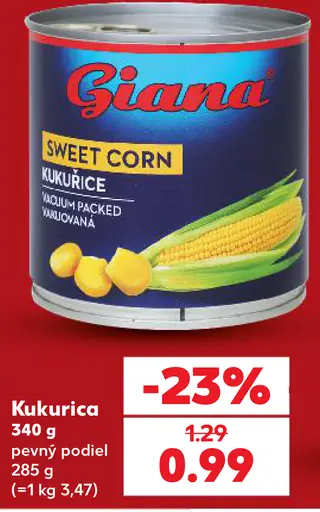 Giana kukurica, pevný podiel
