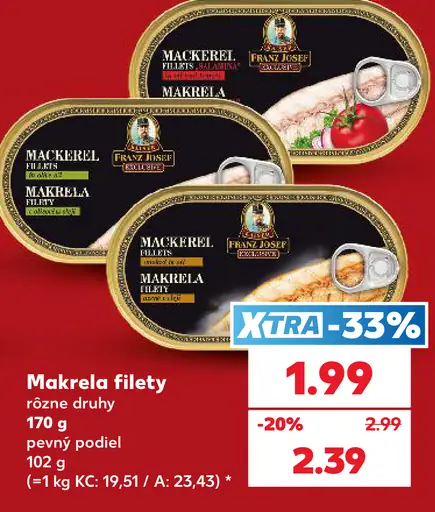 Franz Josef Kaiser makrela filety, rôzne druhy