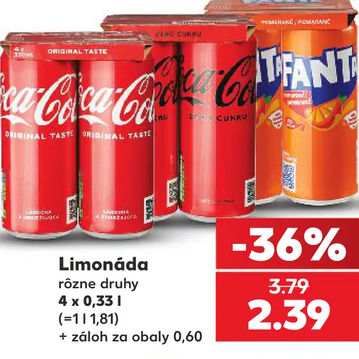 Limonáda Coca-Cola, Fanta – rôzne druhy