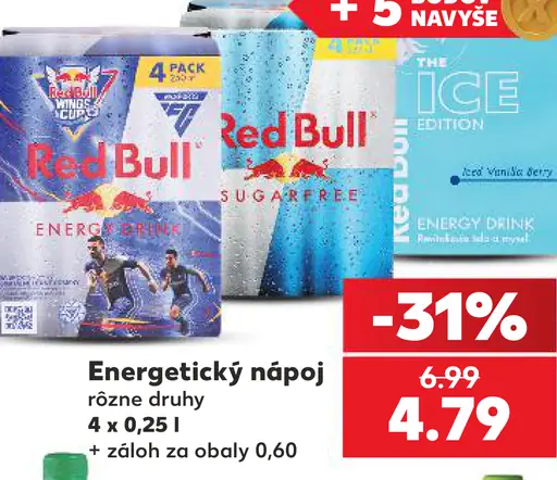 Red Bull plechovka energetický nápoj rôzne druhy