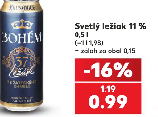 Bohemia svetlý ležiak 11 %
