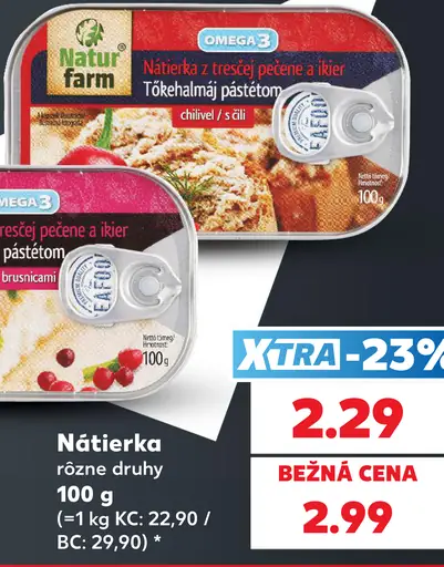 Natur farm nátierka z tresčej pečene a ikier – tŕoheľmaj paštétom, vŕosátoľavá / s brusnicami, chilli / s čili