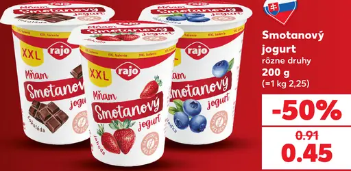 Rajo smotanový jogurt – čokoláda, jahoda a čučoriedka
